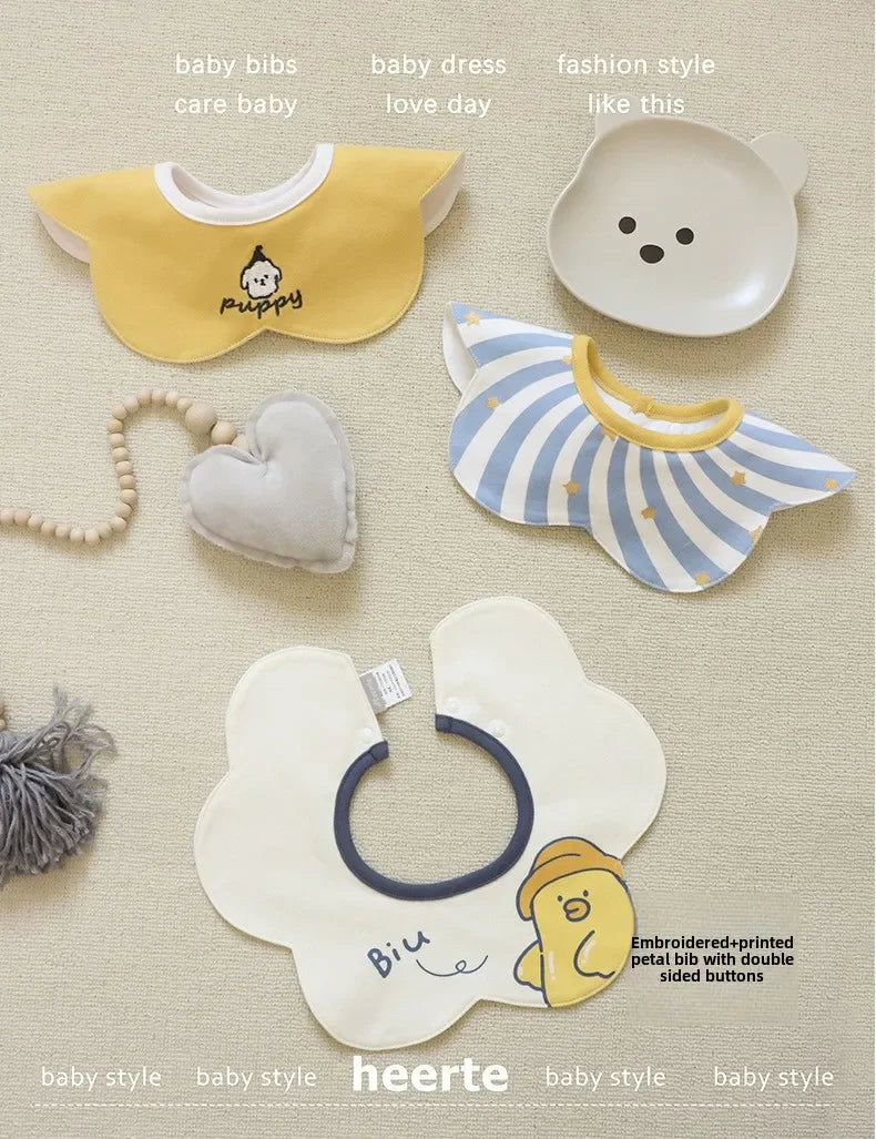 3-Pack Cotton Gauze Baby Bibs | Soft Petal Print Drool Bibs for Newborns - I YAN