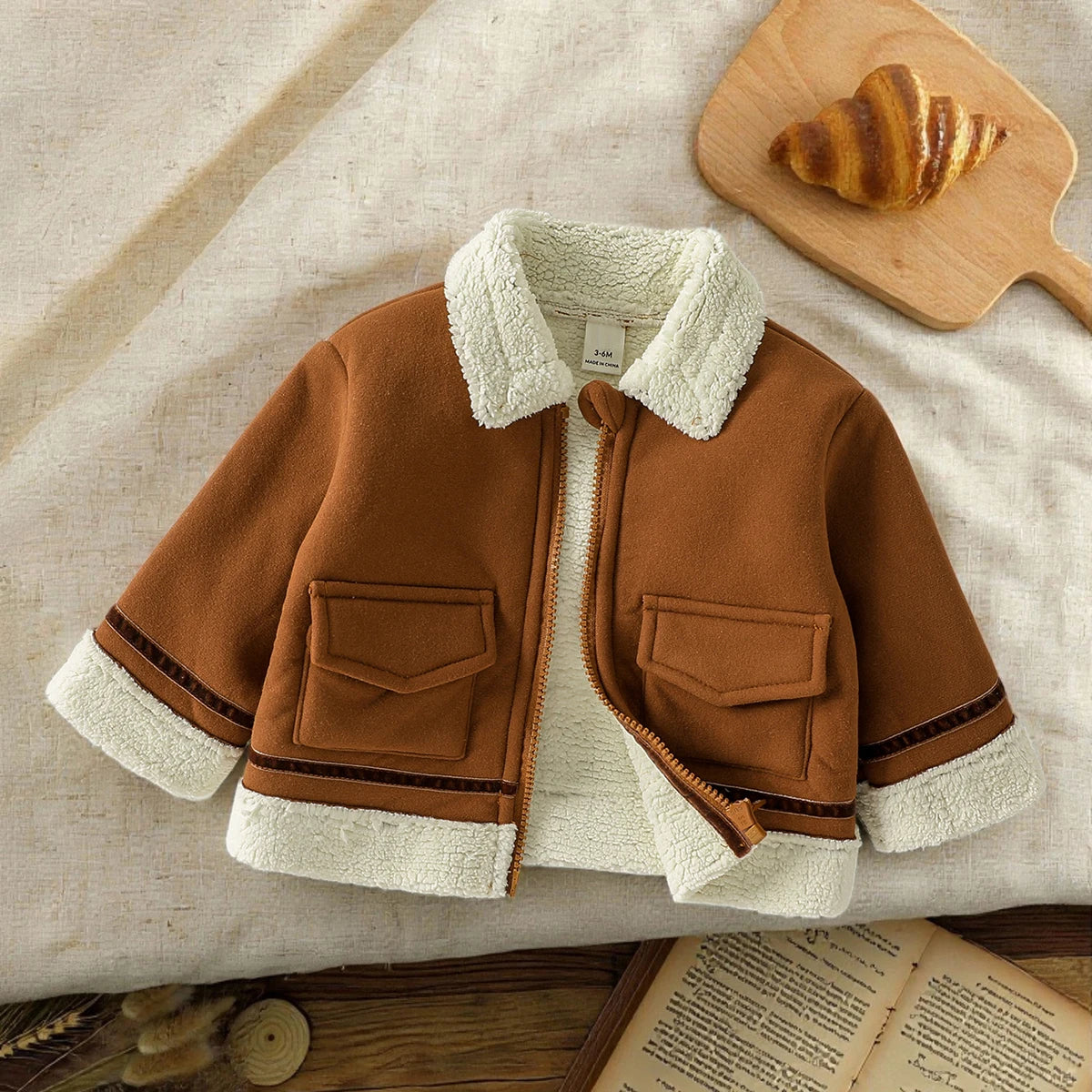 2025 Baby Boys Autumn Winter Long Sleeve Warm Jackets Fashion Fleece Outwear Korean Zipper Thickness For 1-3Y Clothes Coat