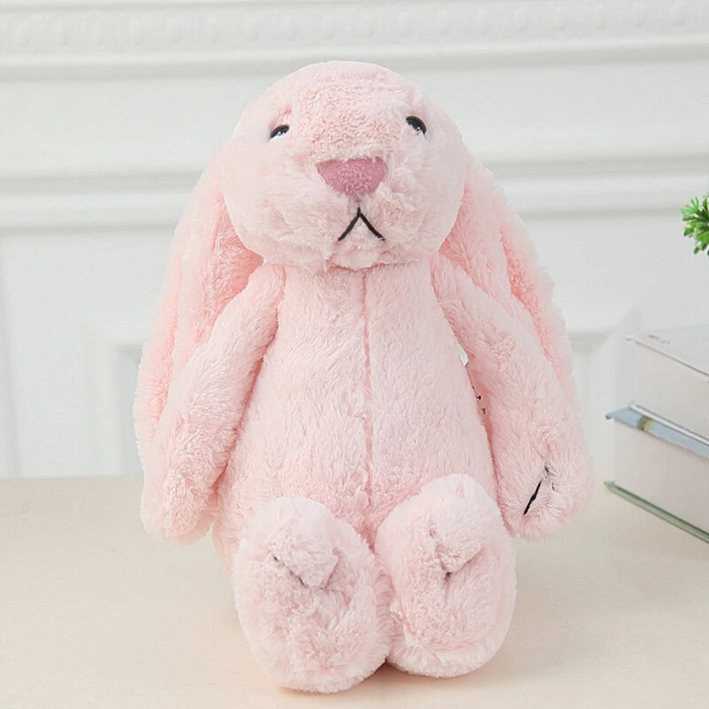 Personalized I YAN Shy Bunny plush toy with custom embroidered name, 40cm rabbit doll perfect for gifts.