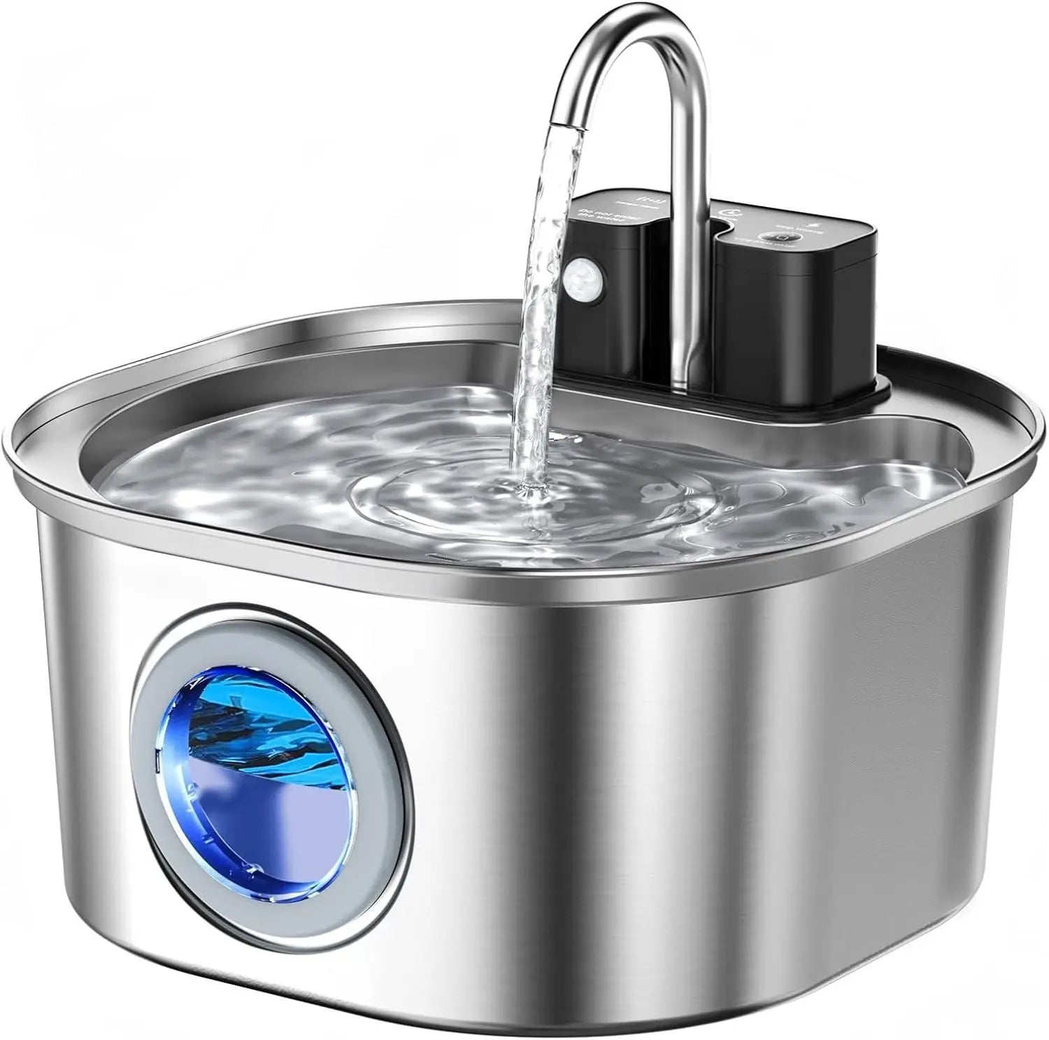 3.2L Automatic Cat Water Feeder with Motion Sensor Wireless Stainless Steel Pet Water Fountain Dog Water Bowl（No 5V 1A Plug）