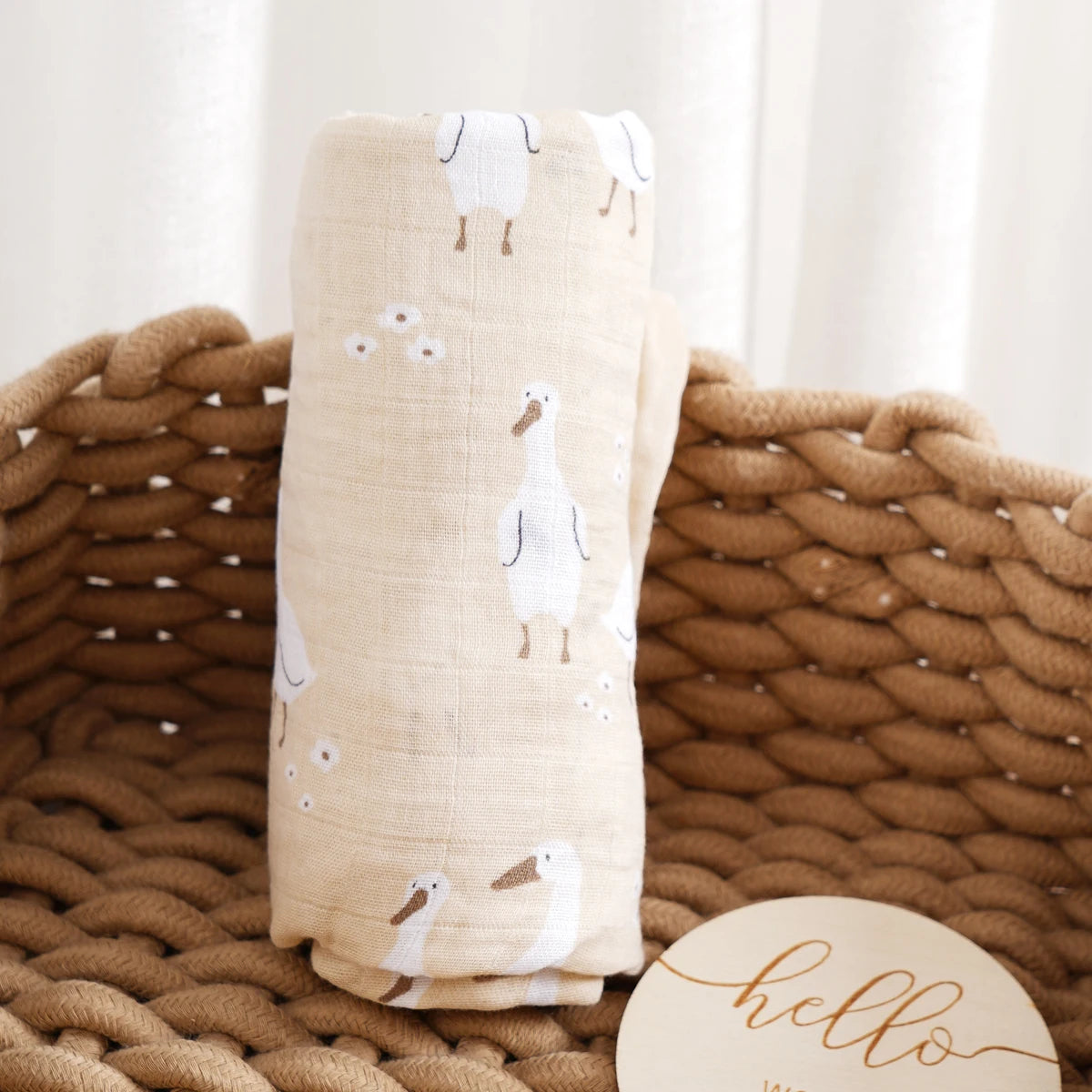 Elinfant Baby Muslin Swaddle Blanket 120x110cm Bamboo Cotton – SGS/CPSIA Certified Soft Print Wrap for Newborns - I YAN
