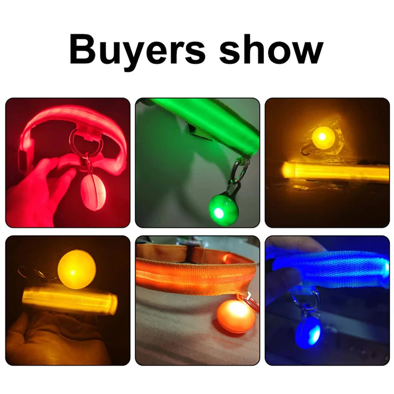 USB rechargeable LED glowing dog collar from I YAN, designed for night safety for small dogs and cats, with bright illumination.