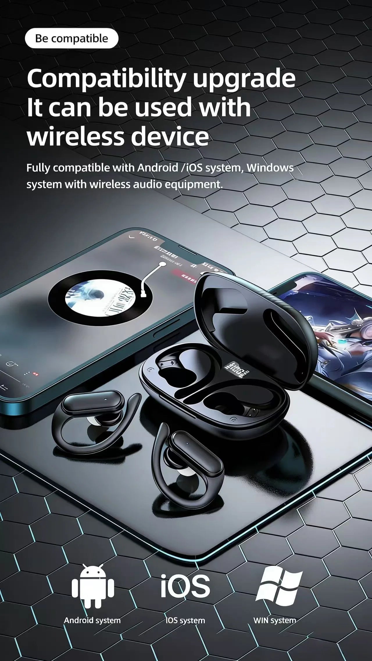 A520 Bluetooth Headset V5.3 Wireless Earphones Headphones With Microphone Headphones Sports Earbuds Anti-Sweat