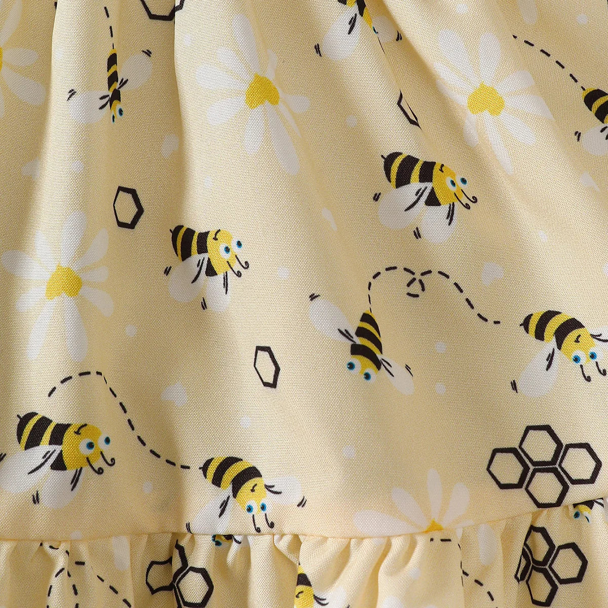 Baby girl Summer Dress Cute Little bee Ruffled Suspender Dress and Headband 2-piece Set for 0-3 Year old Baby girl Casual Dress