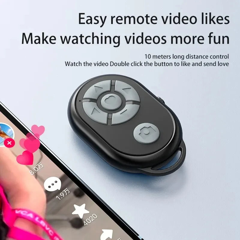I YAN Bluetooth remote control for iPhone, Xiaomi, Android phones, used for selfies and camera control with a compact design.