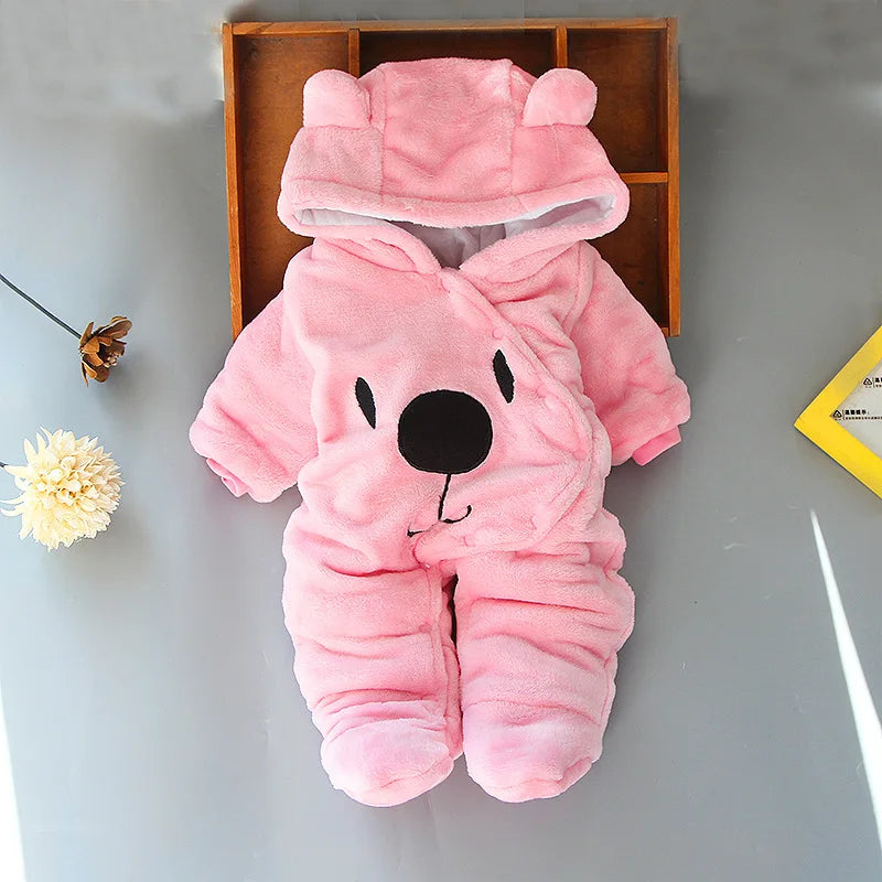 Autumn Winter Baby Boy Rompers Hooded Thick Cotton Newborn Jumpsuit Infant Baby Girl Overalls Toddler New Born Coat