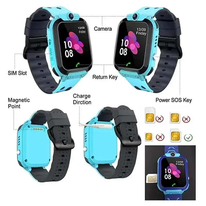 Lenovo Kids Smart Watch 4G GPS Tracker – SIM Card Calling Camera IP67 Waterproof Children's Watch Birthday Gift - I YAN