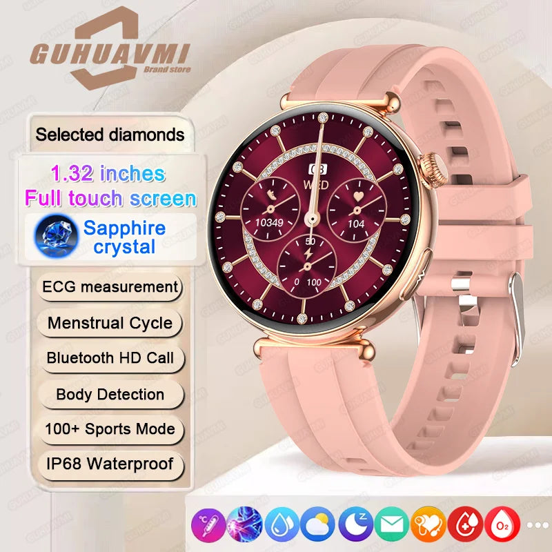 NEW 1.32inch Women Smartwatch AMOLED Screen ECG Sport Watch Blood Pressure Micro physical examination AI dial Health Smart Watch