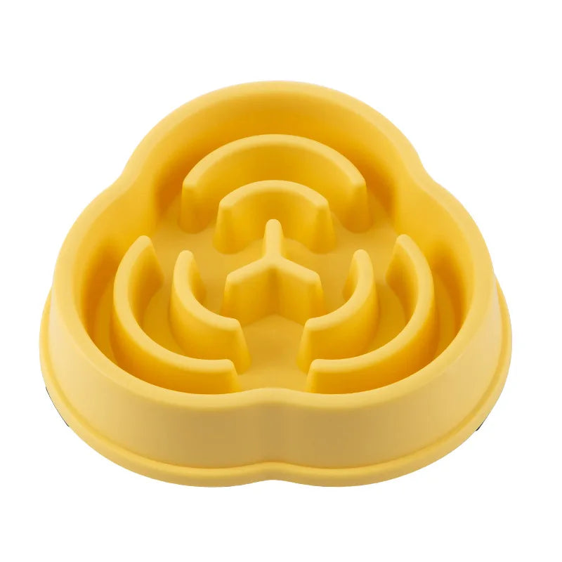 I YAN pet slow food bowl for cats and dogs, round, non-slip, thickened, anti-choking design in multiple colors and shapes.