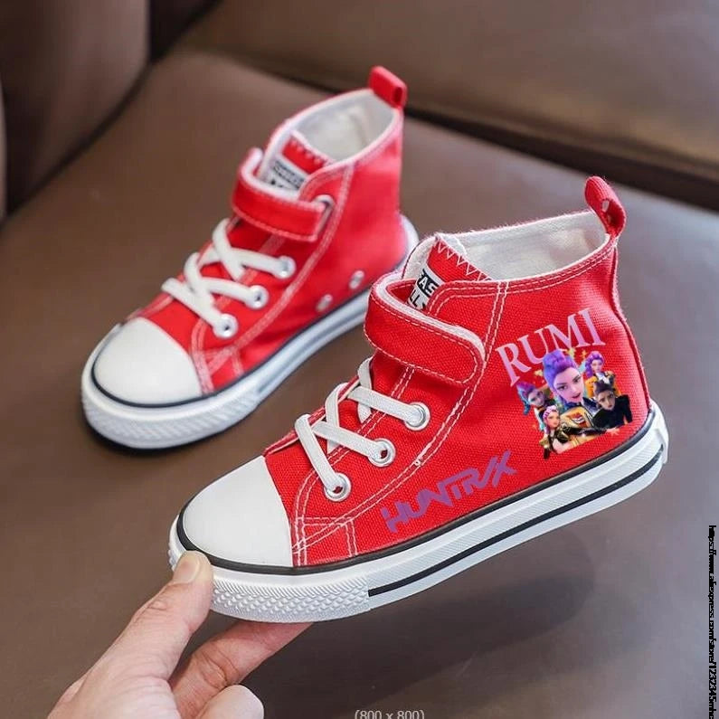 New Kpop Demon Hunter Children's Canvas Shoes Kids Sneakers Boys Girls Fashion Canvas Shoe Cartoon Print Breathable Casual Shoes