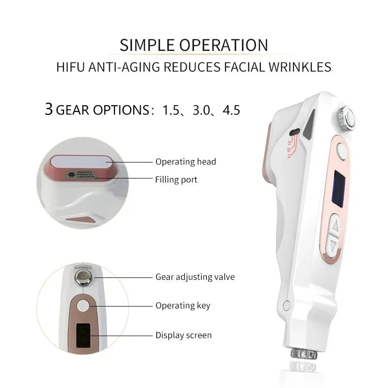 2025 Professional Mini Hifu Facial Rejuvenation Anti Aging Wrinkle Beauty Machine Ultrasonic Skin Care SPA Salon Home Use Device