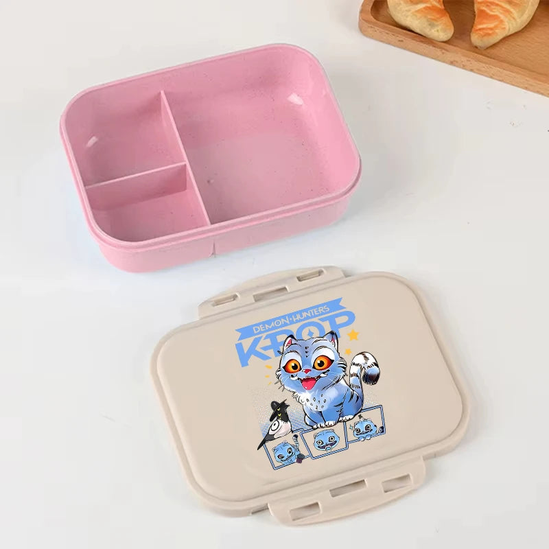 I YAN Demon Hunters anime lunch box with large capacity, colorful design, ideal for kids' school and picnic food storage.