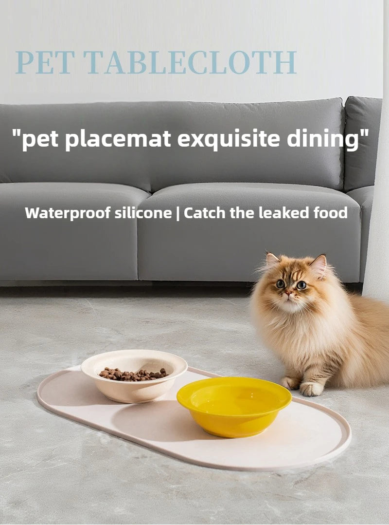 Cat Feeding Mat with Non-Slip Waterproof Design, Pet Food Mat, Compatible with Cat/Dog Bowls, Multipet Households, Dog Owners