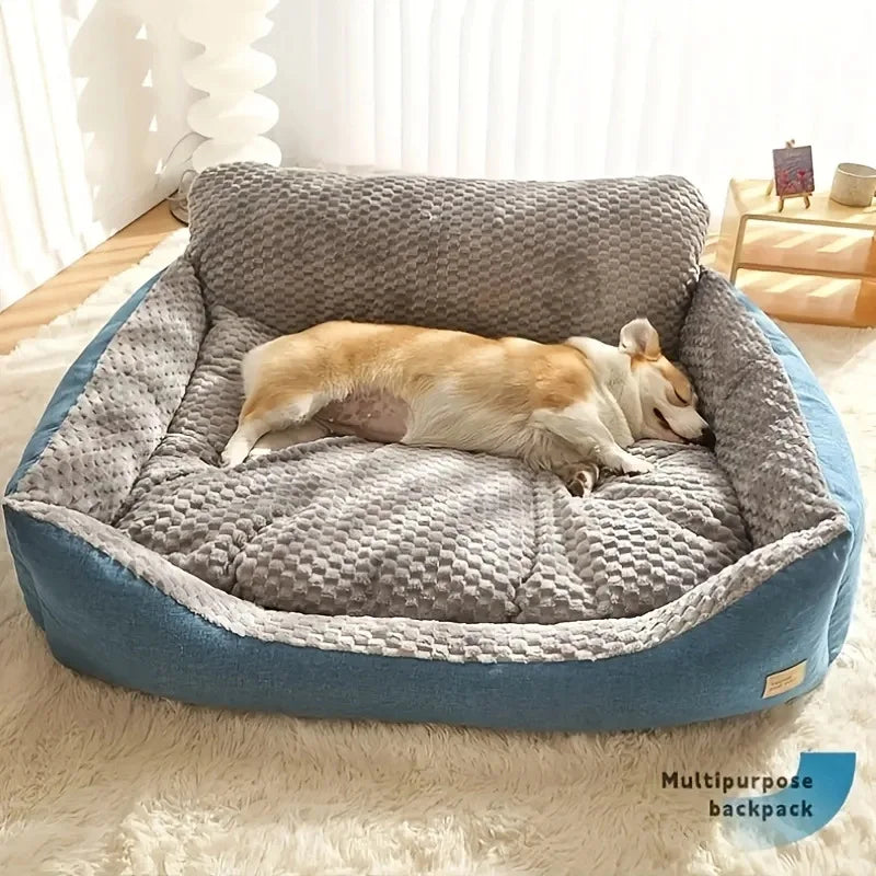 I YAN XXL dog sofa bed in soft, comfortable material, 47x37 inches, ideal for all seasons, provides a cozy resting spot for pets.