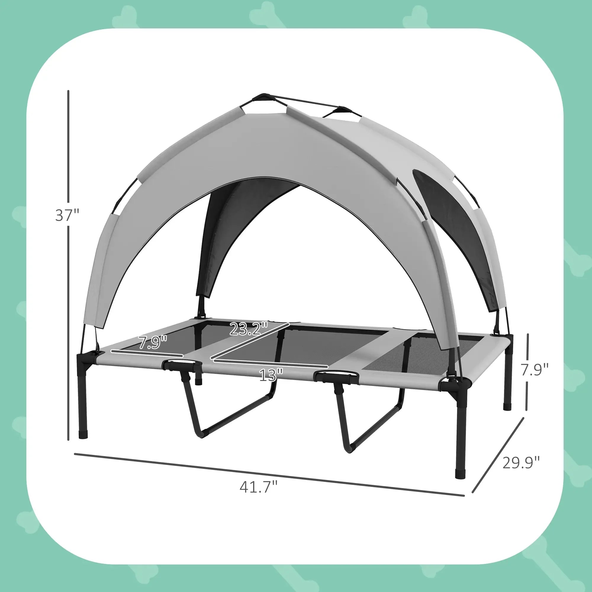 Elevated Dog Bed with Cooling Pad, Removable Canopy, Breathable Mesh, Portable Pet Cot for Large Dogs Indoor Outdoor