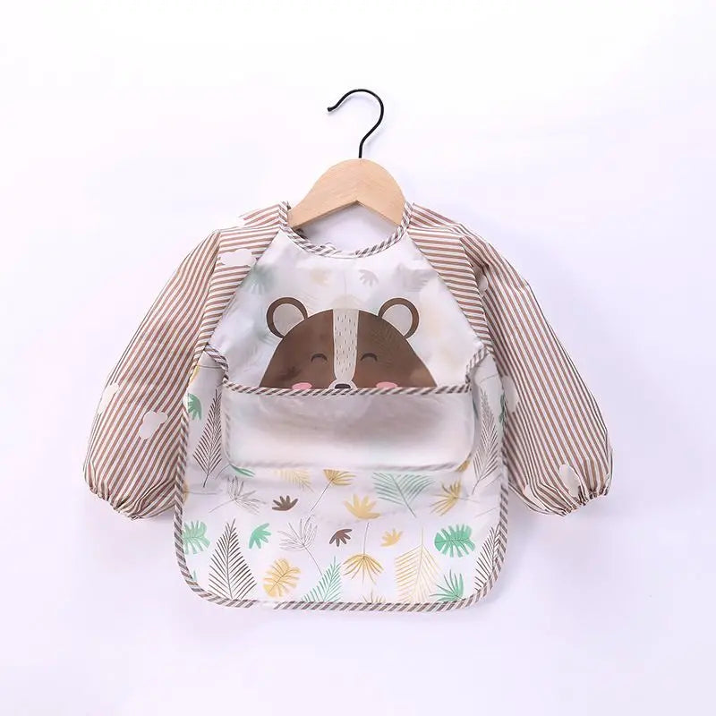 Waterproof Full Sleeve Baby Bibs Children Apron Long Sleeve Feeding Smock Kids Eating Breastplate Infant Scarf Clothing