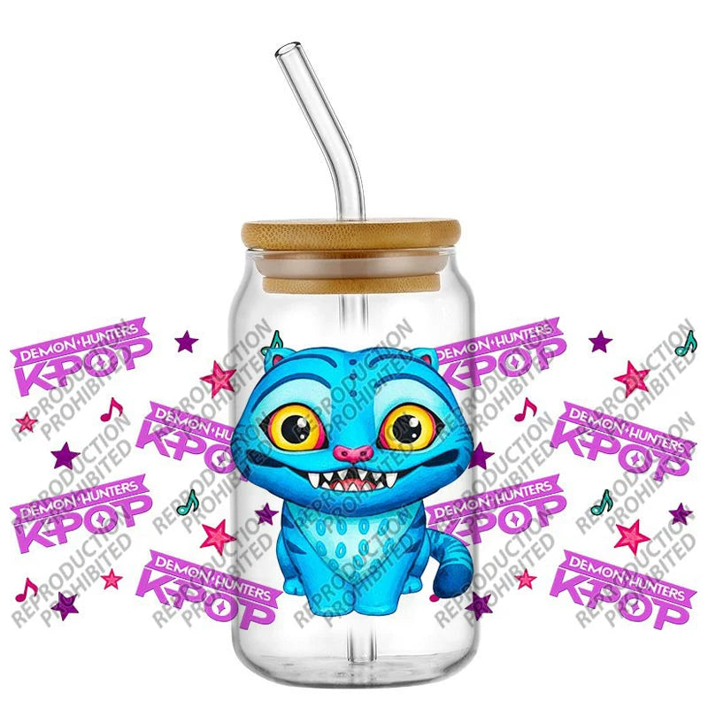 Popular K-POP cartoon Hunter design easy peel waterproof DIY Decals 3D uvdtf tumbler transfers stickers 16oz uv dtf cup wrap