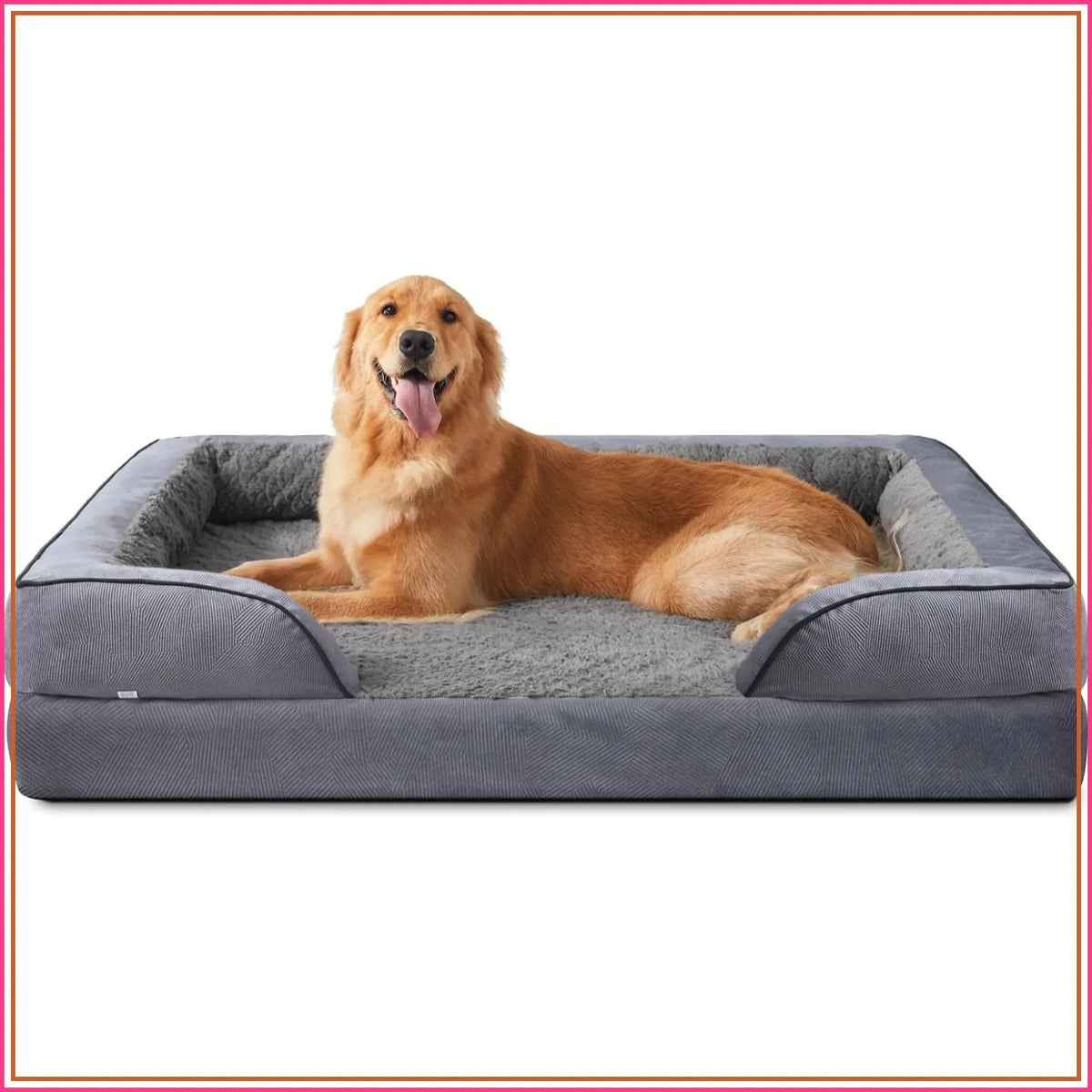 Large I YAN orthopedic dog bed with washable sofa cover, egg-crate foam, waterproof lining, and non-skid bottom.