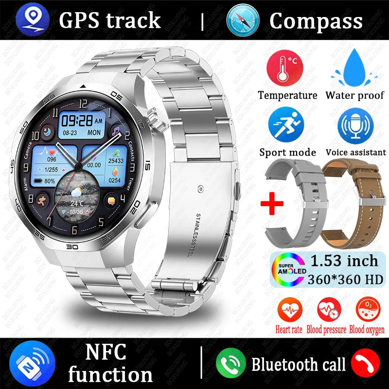 New GT5 Pro Smart Watch Men AMOLED HD Screen GPS NFC Heart Rate Bluetooth Call Watch 5 MAX IP68 Waterproof SmartWatch Man