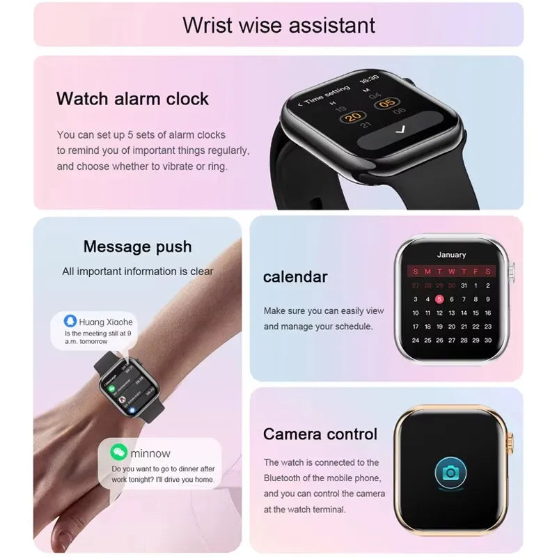 HD 1.85 inch AMOLED SmartWatch 2025 New Waterproof Bluetooth Call Health monitoring Video Woman Men smart watchs For Android IOS