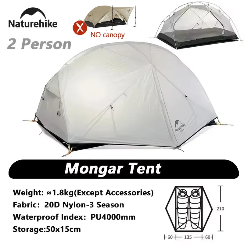 Tent Camping 1 2 Person Tent Outdoor Travel 15D Waterproof Ultralight Backpacking Shelter Tent Hiking