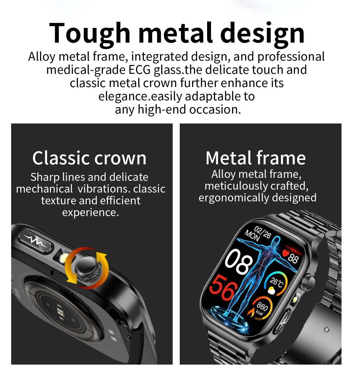 2025 New Precision detection ECG+PPG Uric acid Blood Fat SmartWatch Men Blood Pressure Blood oxygen Voice Call Health Smartwatch