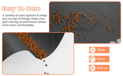 Absorbent pet feeding mat with waterproof rubber backing for dogs and cats, quick-drying water and food bowl mat by I YAN.