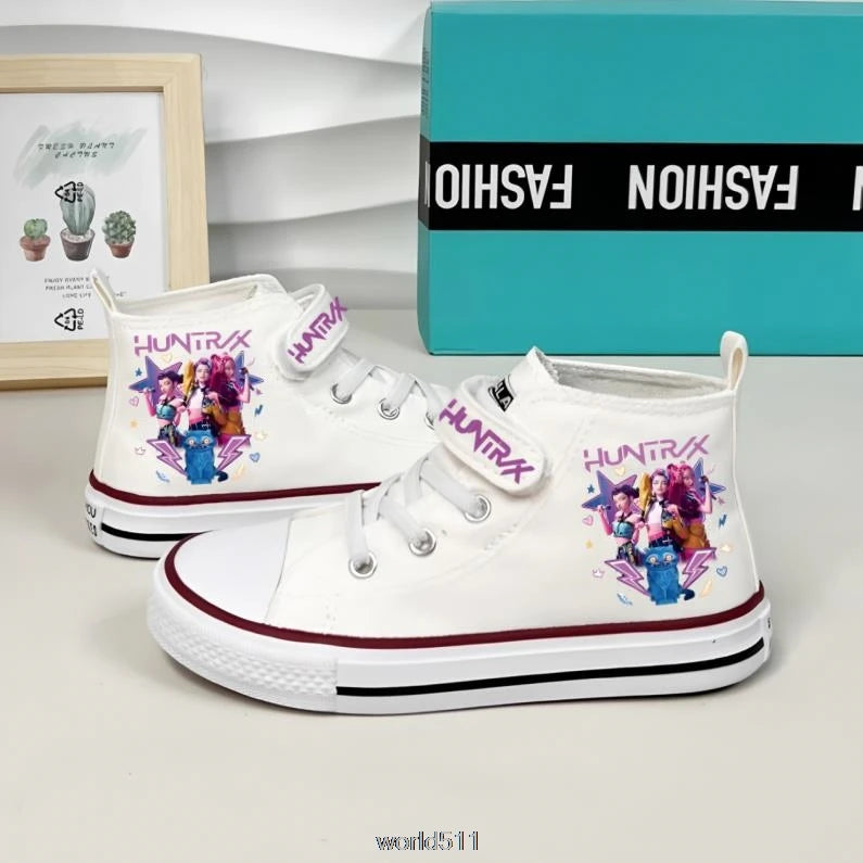 Children's Canvas Sneakers KPop Demon Hunters Fashion Student Shoes Boys Girls Outdoor Sport Shoes Sneakers Kids Casual Shoes