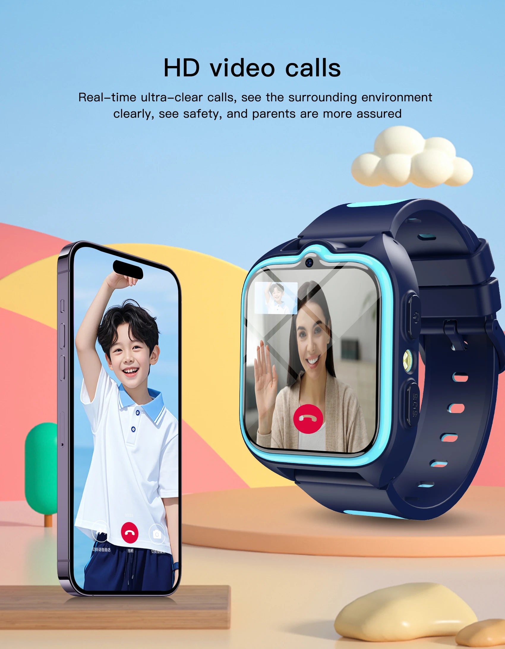 Blackview Z30 kids smart watch by I YAN with GPS, WiFi, 4G video calling, and AI positioning for children.