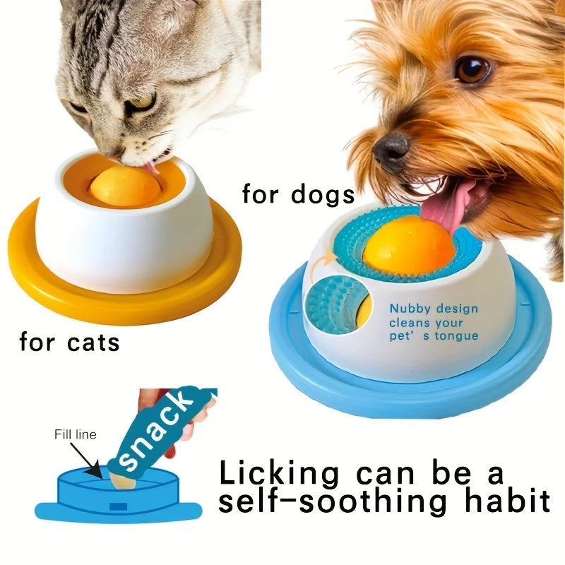 I YAN Pet Lick Mat for dogs and cats, slow feeder snack bowl promoting dental health, with textured surface to soothe pets.