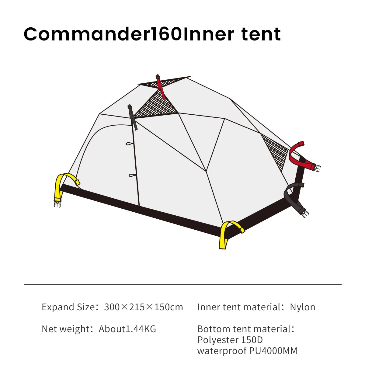 Camping Tent Commander Dome Tent Shelter Waterproof Windproof Ultra-light 70D Nylon 160/185/245CM