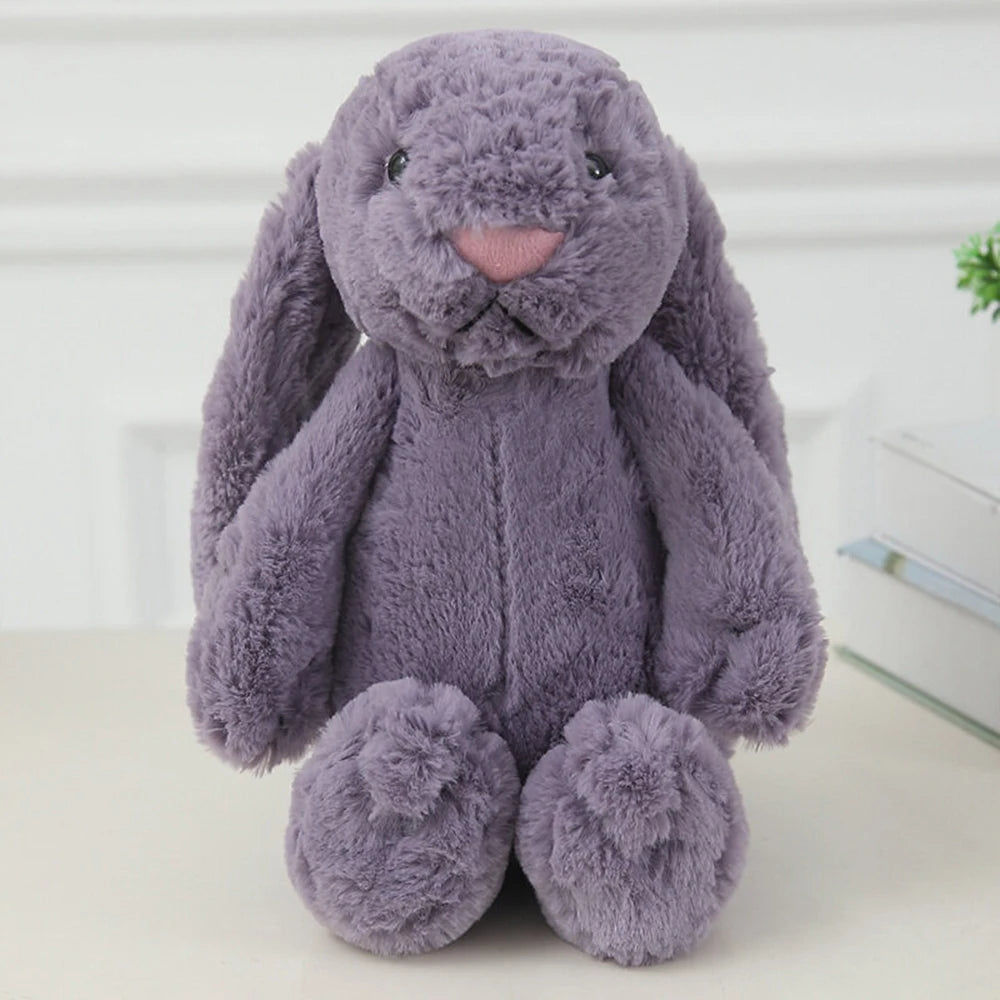 Personalized I YAN Shy Bunny plush toy with custom embroidered name, 40cm rabbit doll perfect for gifts.