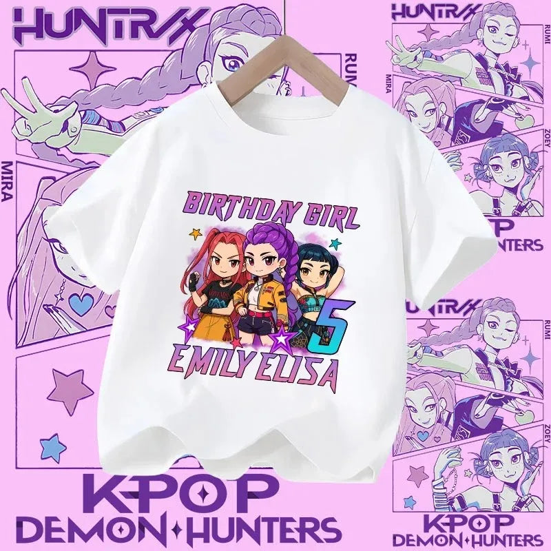 Soft Cotton T-Shirt for Girls  Movie Design Children's Clothing Gifts K-Pop Demon Hunters Fans Fashionable Casual Tops Summer