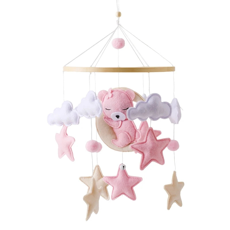 Wooden Baby Crib Mobile with Music Box – Bed Bell Hanging Rattle for Newborns 0-12M - I YAN