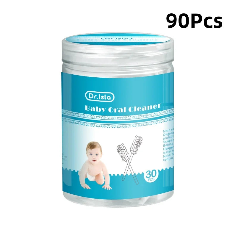 30/60/90pcs Disposable Baby Tongue Clean Stick Baby Oral Cleaner Gauze Glue-free Forged Baby Oral Tongue Cleaner for Babies