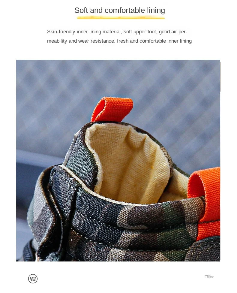 Spring Autumn Canvas Board Shoes Children Camouflage Flat Bottom Casual Shoes Boys Girls High Top Breathable Kid Sprint Sneakers