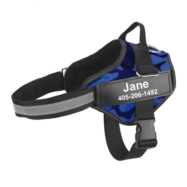 Adjustable reflective dog harness by I YAN, breathable no-pull vest for small and large dogs, shown on a medium-sized dog.