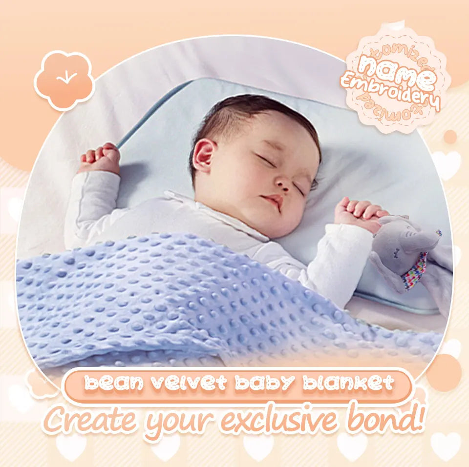 Soft I YAN personalized baby blanket with minky dot design, perfect for boys and girls as a 2-in-1 blanket and lovey set