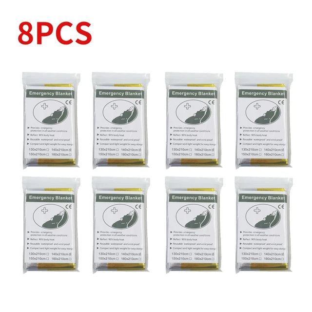 5-30Pc Outdoor Emergency Gold-Sliver Survival Blanket Waterproof First Aid Rescue Curtain Foil Thermal Hunting Blanket130X210Cm