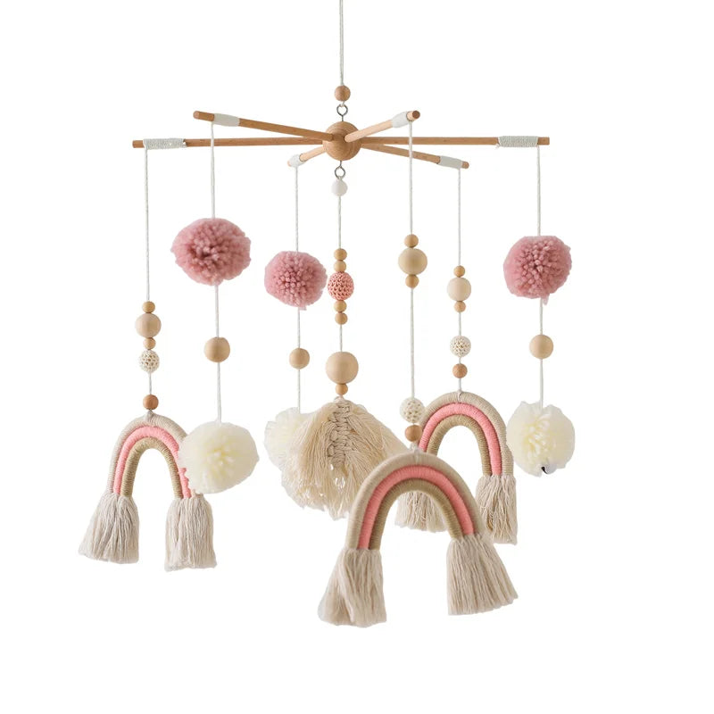 Wooden Baby Crib Mobile with Music Box – Bed Bell Hanging Rattle for Newborns 0-12M - I YAN