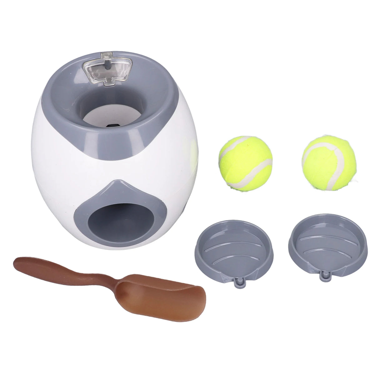 I YAN dog tennis ball feeding machine with two interactive tennis balls for training and play.