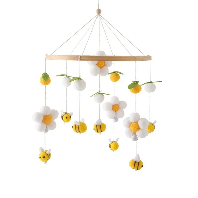 Crochet Stars Baby Crib Mobile – Wooden Bed Bell Hanging Toy for Newborns 0-12M - I YAN