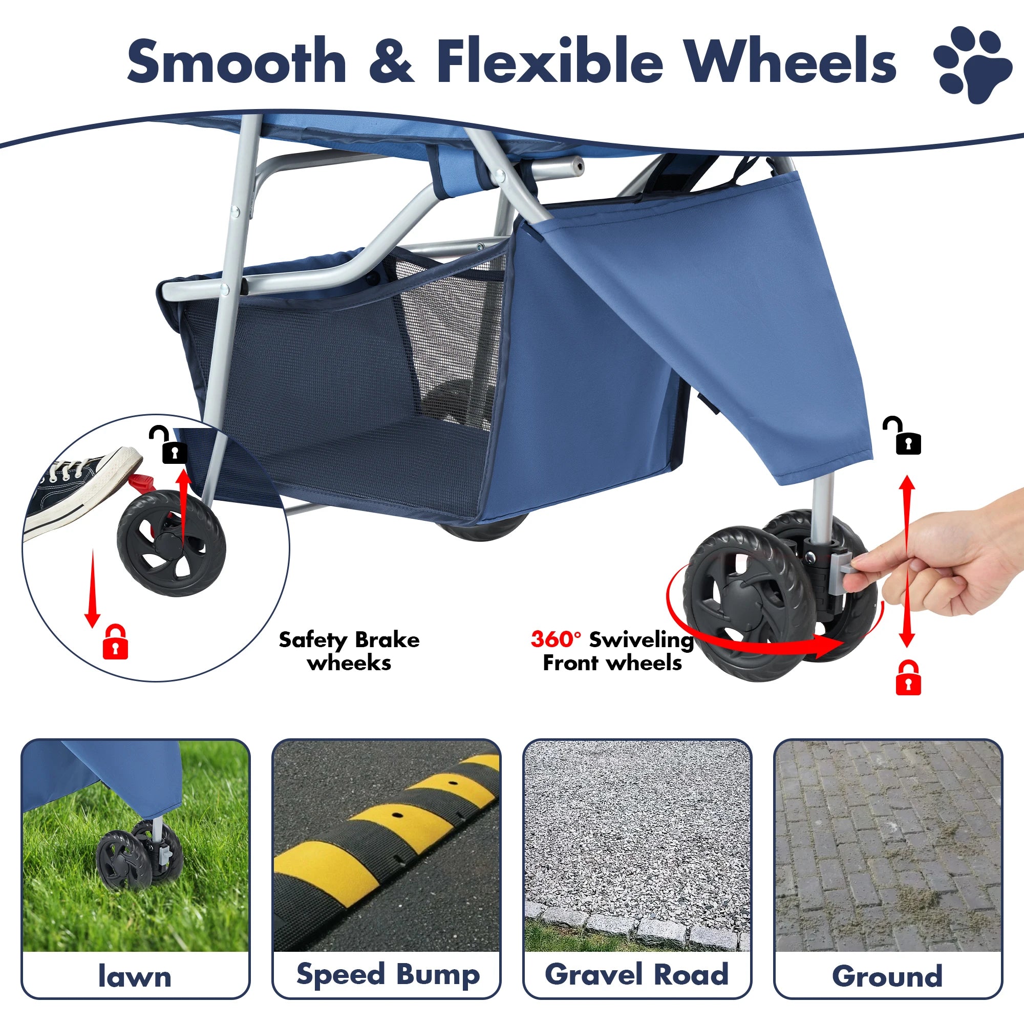 I YAN JHK foldable pet stroller with three wheels, mesh windows, storage basket, and cup holder for small dogs and cats outdoors