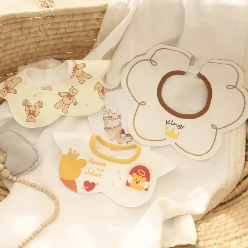 3-Pack Cotton Gauze Baby Bibs | Soft Petal Print Drool Bibs for Newborns - I YAN