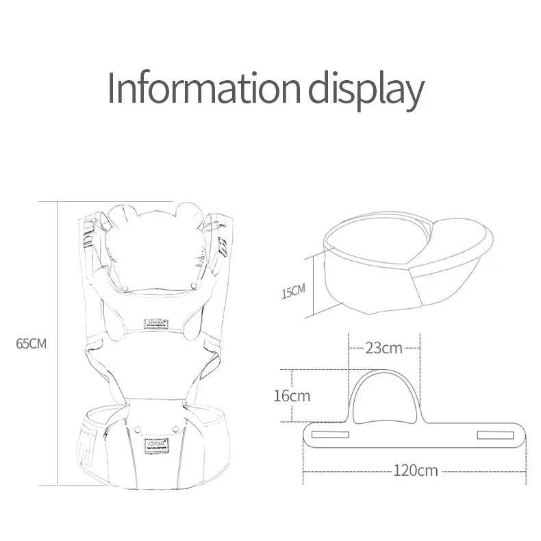 I YAN 3-in-1 baby hipseat carrier backpack with windproof hat, ergonomic infant carrier for ages 0-36 months, showing adjustable straps.