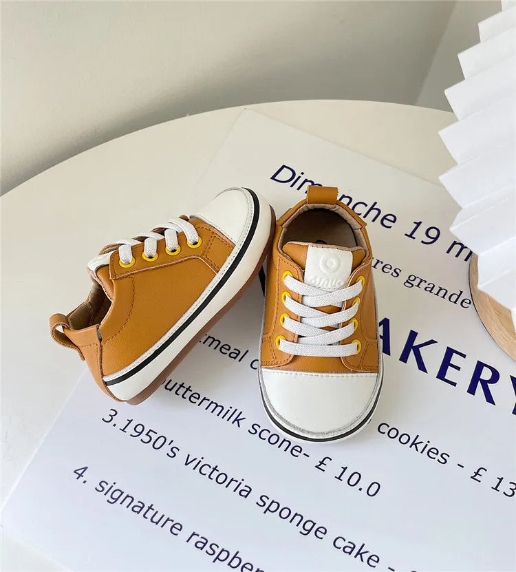 Spring/Autumn Baby Shoes Leather Toddler Boys Barefoot Shoe Soft Sole Girls Outdoor Tennis Fashion Little Kids Sneakers