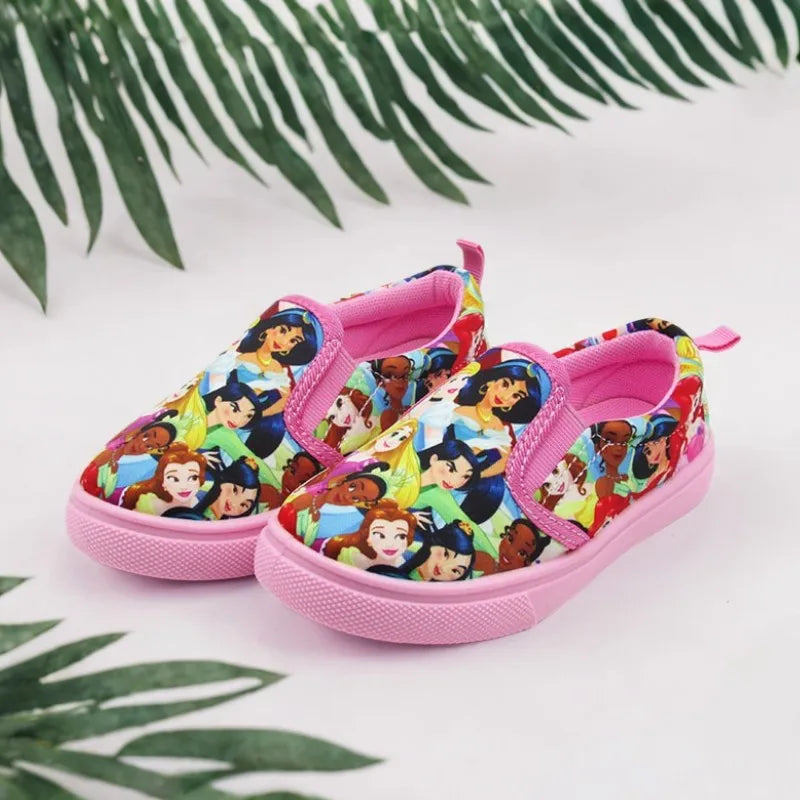 Disney Children's Casual Canvas Shoes Lazy Cartoon Priness Children's Student's Girls' Pink Comfortable Shoes Size 26-31