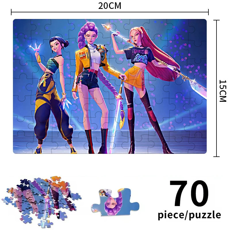 Kpop Demon Hunters 3D Jigsaw puzzle Board Game Rumi Mira Zoey Huntrix Character Puzzle Collectible Kids Toys Birthday X-mas Gift