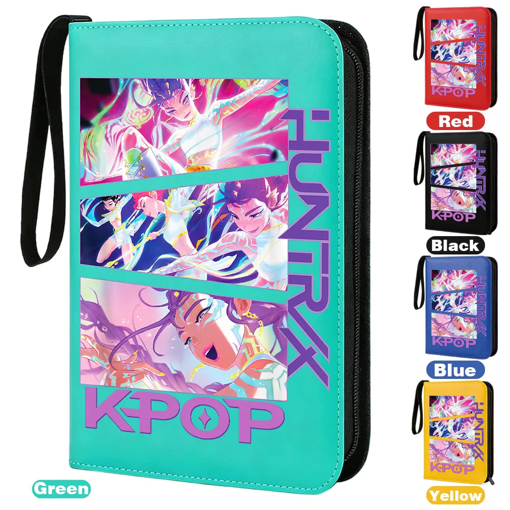 I YAN Demon Hunters card album binder with 400 pockets, PU zipper holder, ideal for collecting and organizing trading cards.