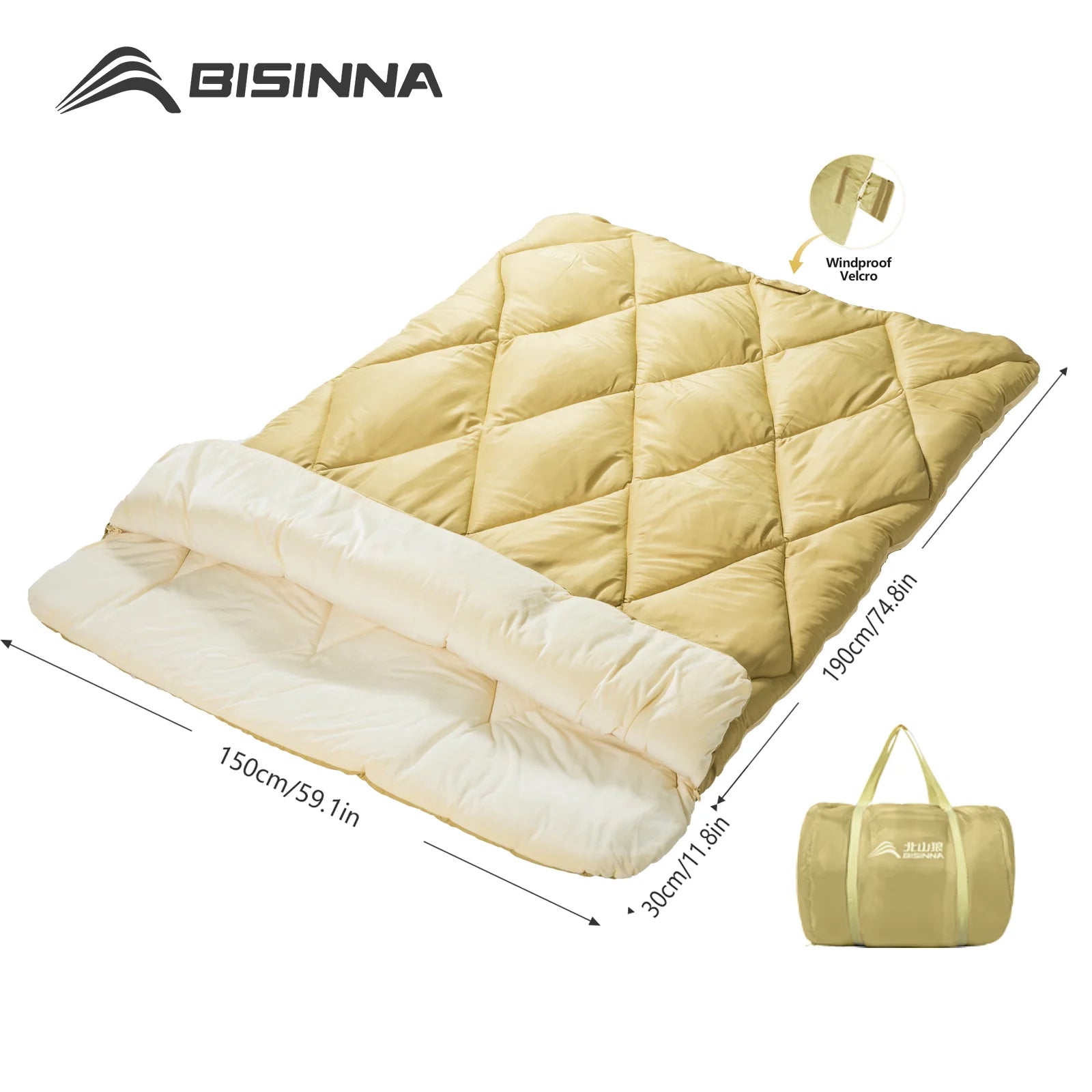 Camping Double Sleeping Bag 4 Season Portable 2 in 1 Detachable Sleeping Bag for Couples Friends Travel Hiking